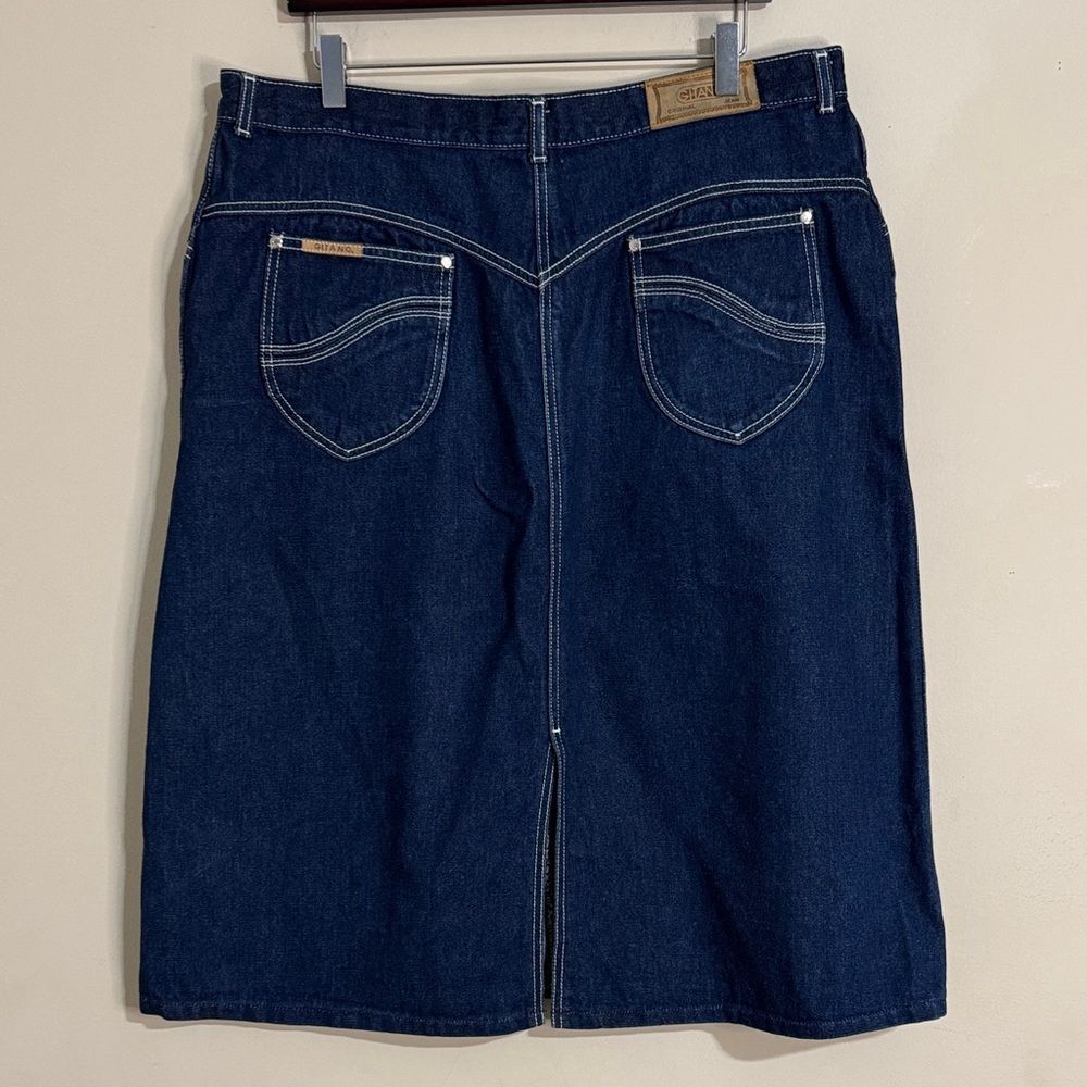 Vintage Gitano Dark Wash Denim A-line Skirt Contrast Stitching size 18 Western